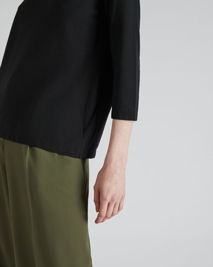 Zanone - Regular fit jumper with boat neckline in organic IceCotton - black