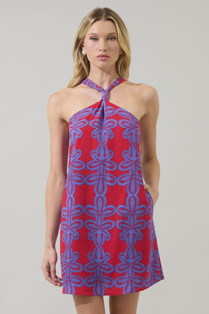 Rory Abstract Amory Halter Mini Dress