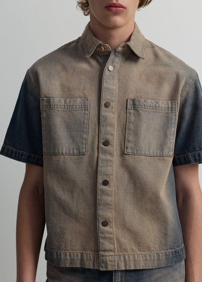 RUST FADE SHORT-SLEEVE DENIM SHIRT