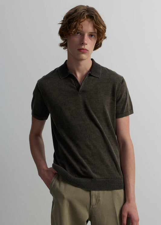 RUST KNIT POLO SHIRT
