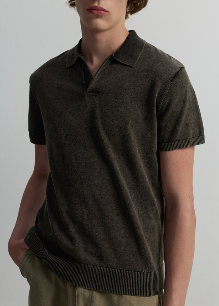 RUST KNIT POLO SHIRT
