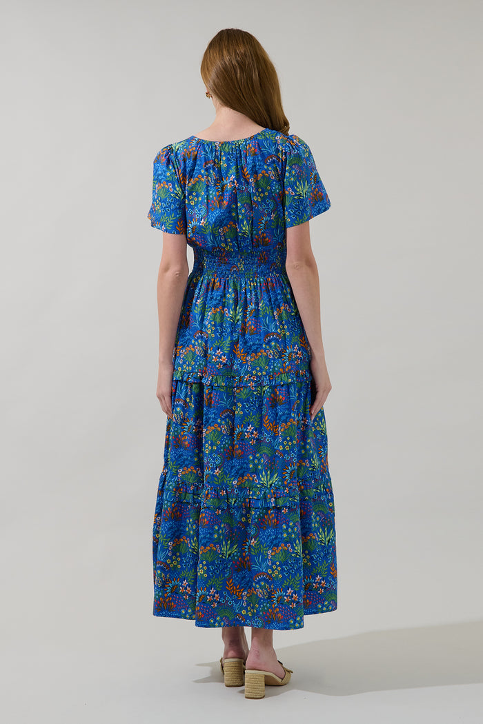 Ruya Floral Palmer Poplin Tiered Maxi Dress