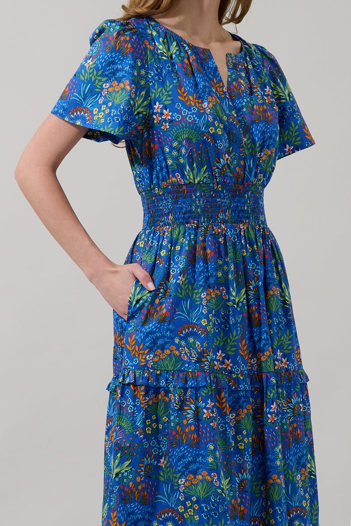 Ruya Floral Palmer Poplin Tiered Maxi Dress