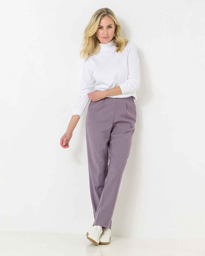 Sandown Pull On Trousers - Mauve - The Classic Boutique
