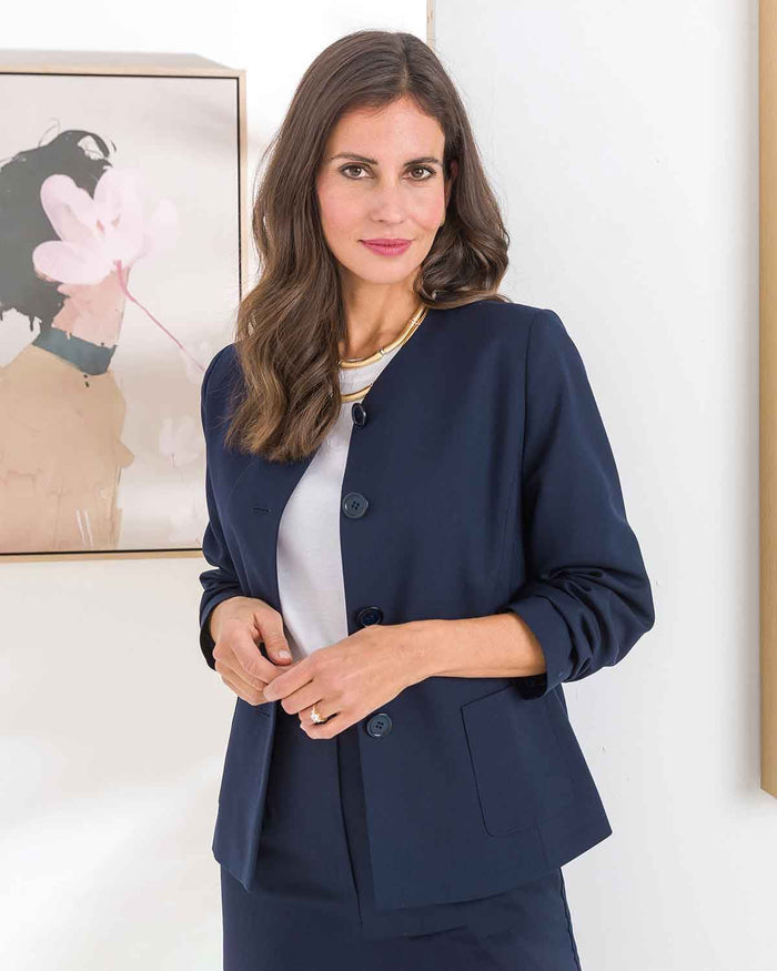 Sandown Wool Mix Fully Lined Ladies Jacket - Navy - Image 1 - The Classic Boutique