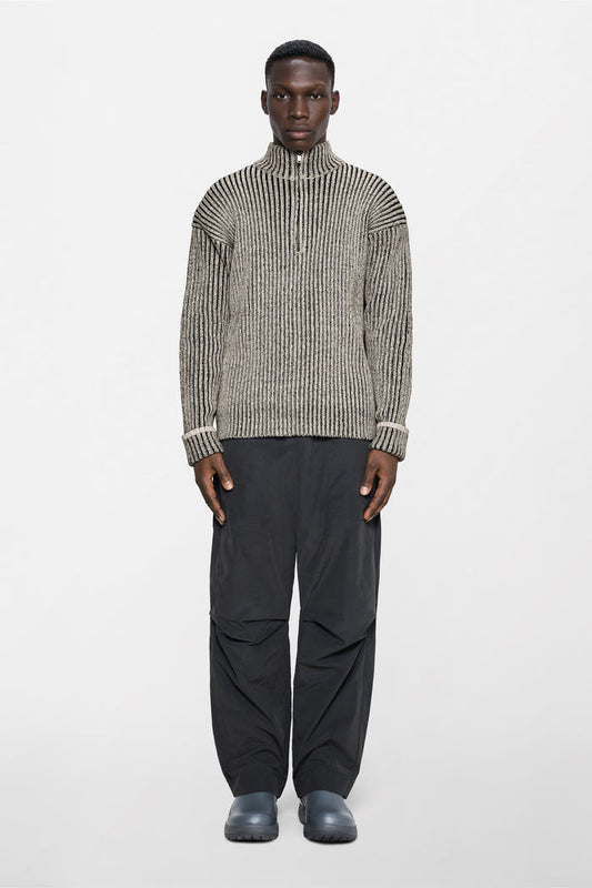 RAINS Sapa Half Zip Knit Vintage White / Black Long Sleeve