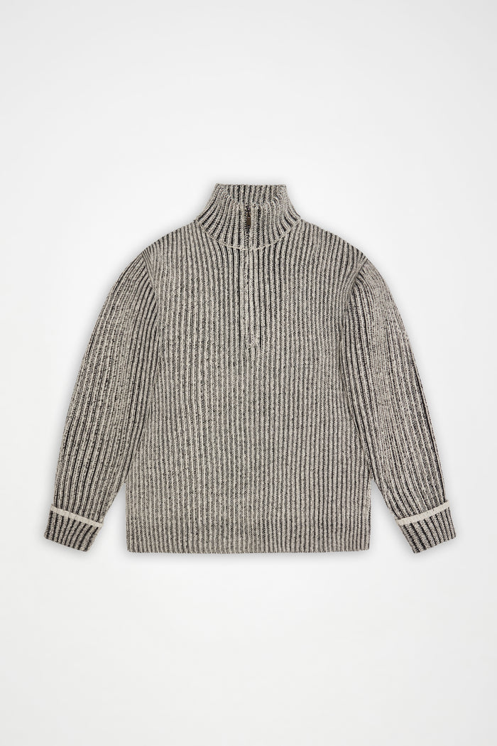 RAINS Sapa Half Zip Knit Vintage White / Black Long Sleeve