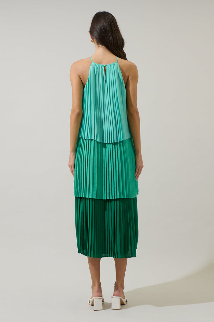 Sealy Pleated Tiered Midi Dress