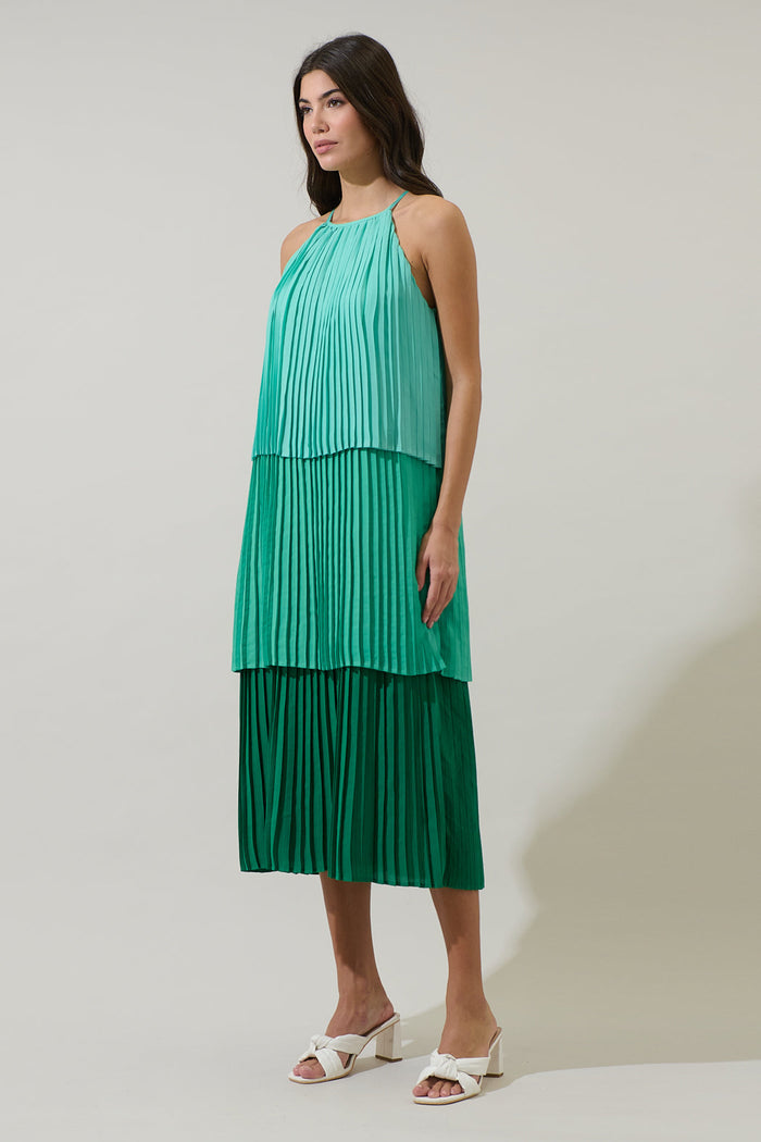 Sealy Pleated Tiered Midi Dress