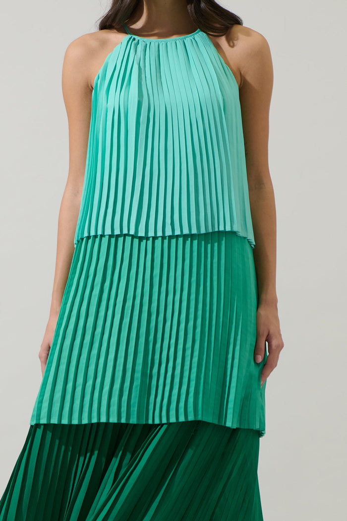 Sealy Pleated Tiered Midi Dress