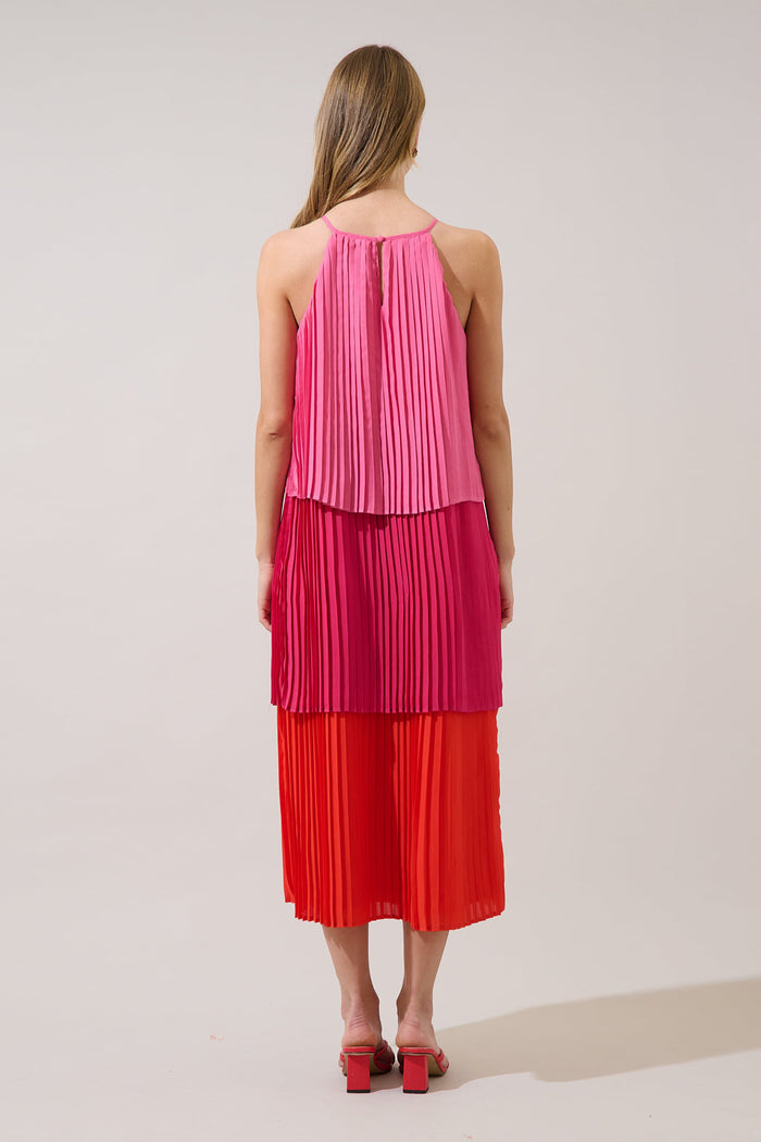 Sealy Pleated Tiered Midi Dress