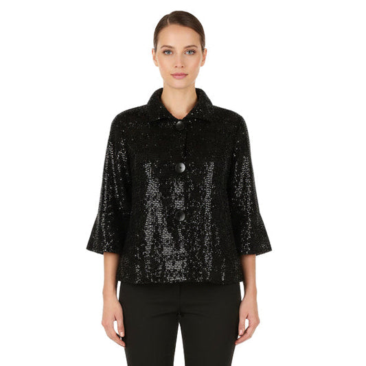 Short Sequin Jacket in Black - 4929 - Size M Only!