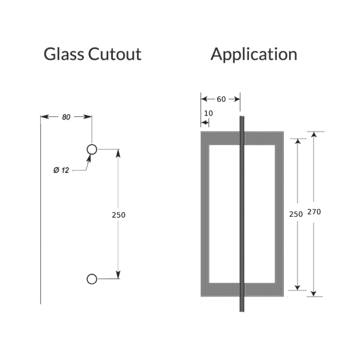 SHOWER HANDLE RECTANGULAR D 275X25X13 250MM CTC - Image 3