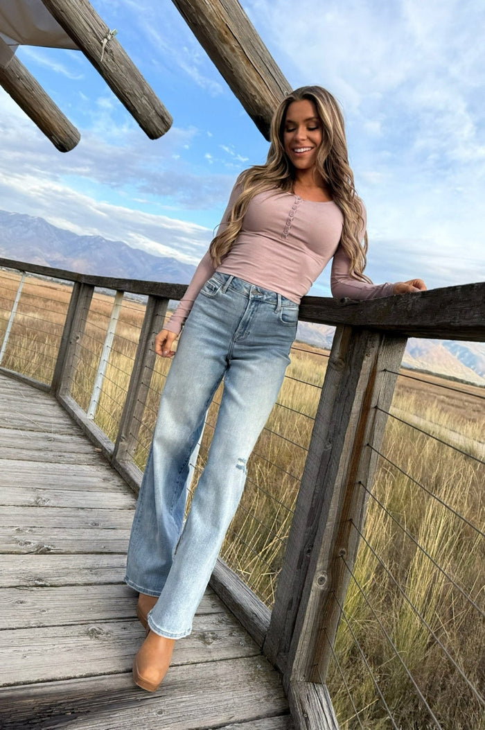 soft wash wide leg basic jeans