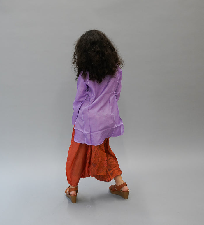 Silk Lilac Purple Embroidered Kurti / Tunic