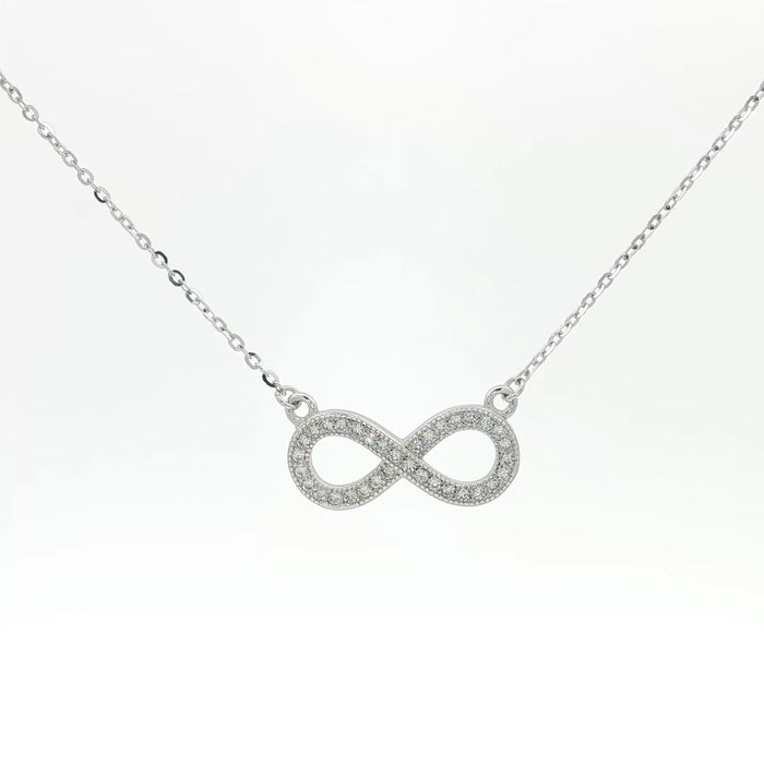 Silver Cubic Zirconia Infinity Symbol Charm Necklace