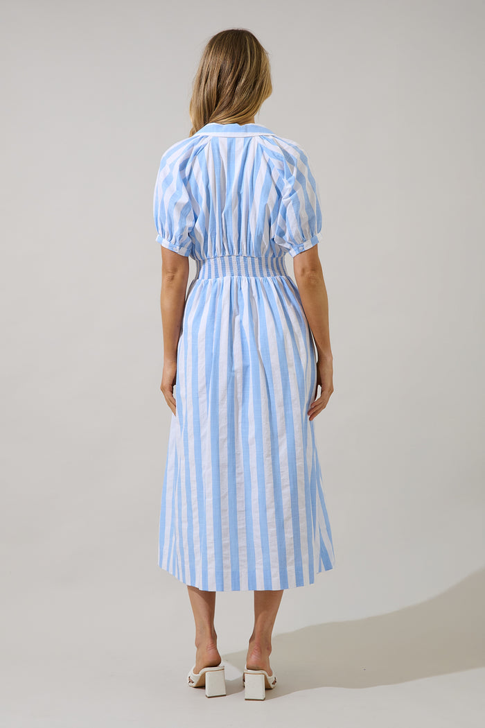 Silvie Pleated Midi Dress Fays Stripe
