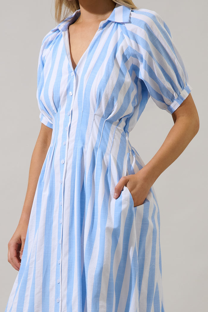 Silvie Pleated Midi Dress Fays Stripe