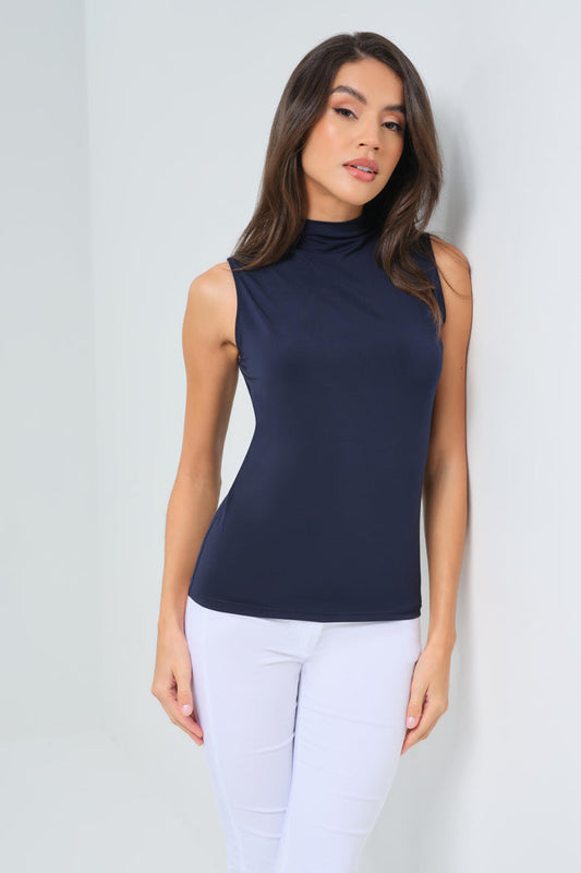 Siobhan Super Jersey Sleeveless High Neck Top