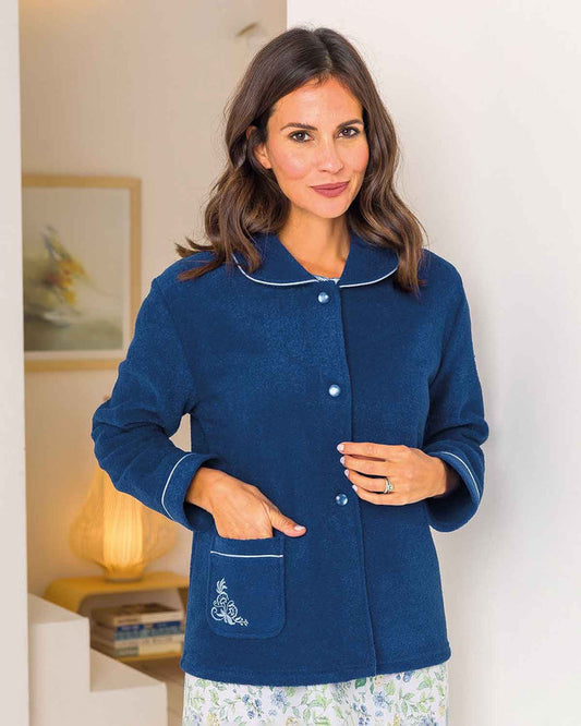 Slenderella Bed Jackets Kitty - Navy - Image 1 - The Classic Boutique