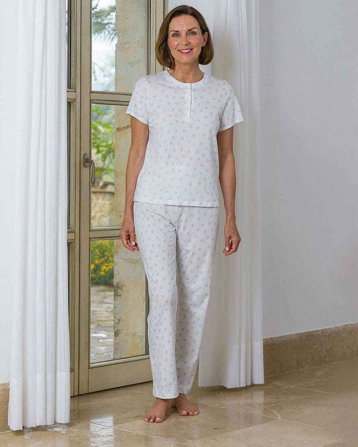 Slenderella Louise Patterned Short Sleeve Cotton Pyjamas - Image 1 - The Classic Boutique