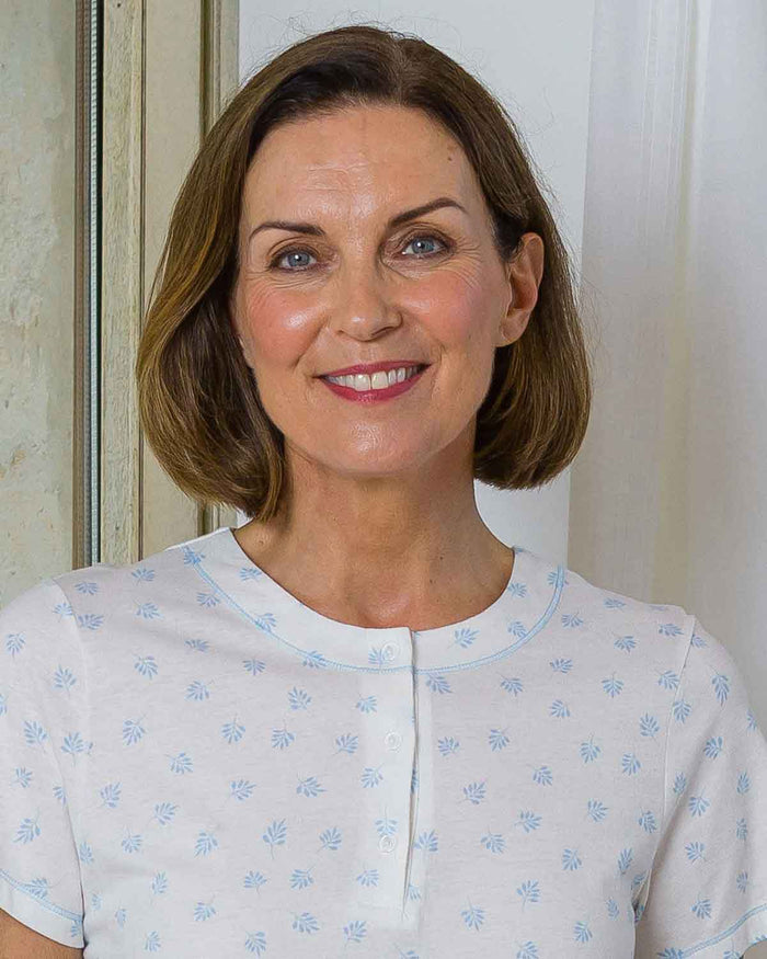 Slenderella Louise Patterned Short Sleeve Cotton Pyjamas - Image 2 - The Classic Boutique