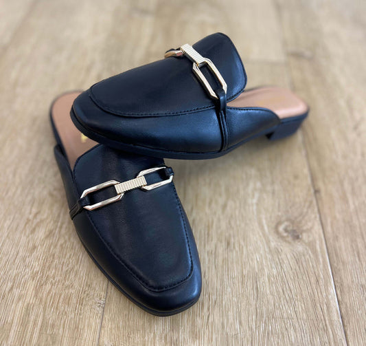 Soda - Eleanor Slip On Mule with Buckle - Black