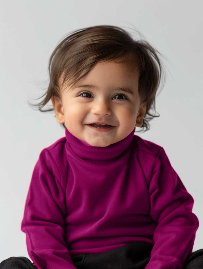 Baby Girls’ Elegant Plain Winter High Neck  Fushia - Hinz Clothing