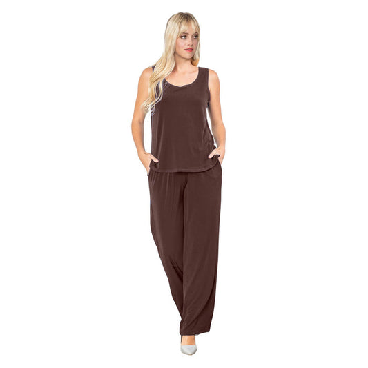 Soft Stretch Knit TANK & PANT Set In Brown - 7760TP-BRN