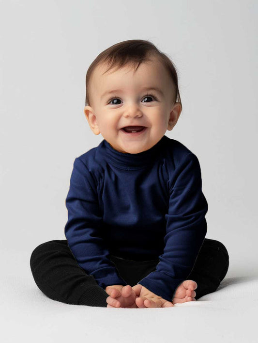 Trendy Navy Blue High Neck Shirt – Boys - Hinz Clothing