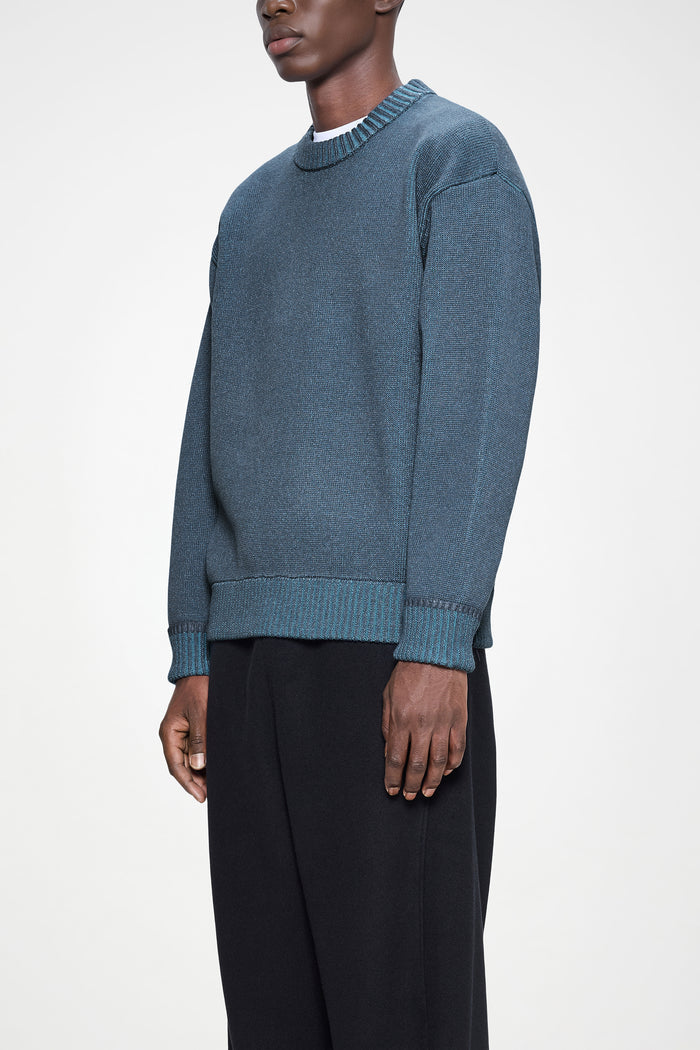RAINS Sowa Knit Crew Neck Blue Dusk / Breeze Long Sleeve