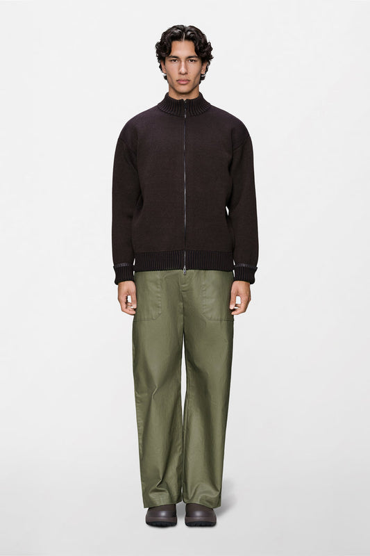 RAINS Sowa Knit Zip Cardigan Bark / Black Long Sleeve