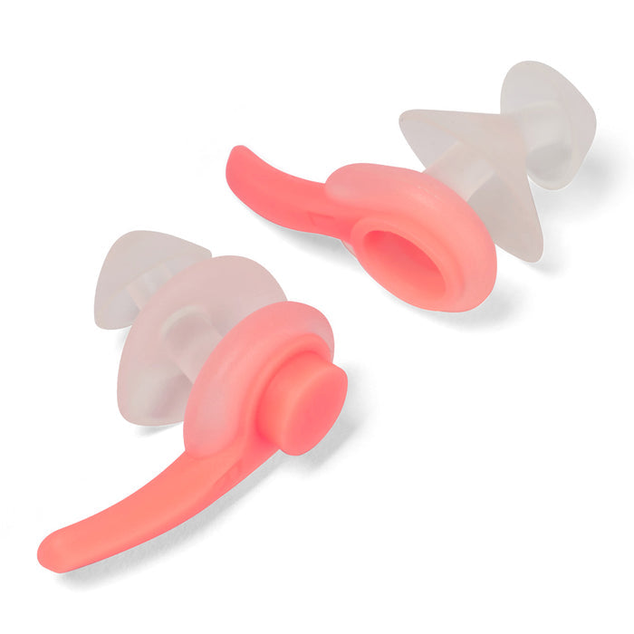 Orange Speedo Biofuse Earplug shown with smooth silicone material designed for comfortable, secure fit during swimming.