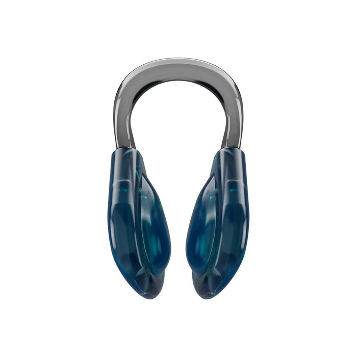 Blue and grey Speedo Biofuse nose clip for swimming, designed to fit comfortably and prevent water from entering the nose.