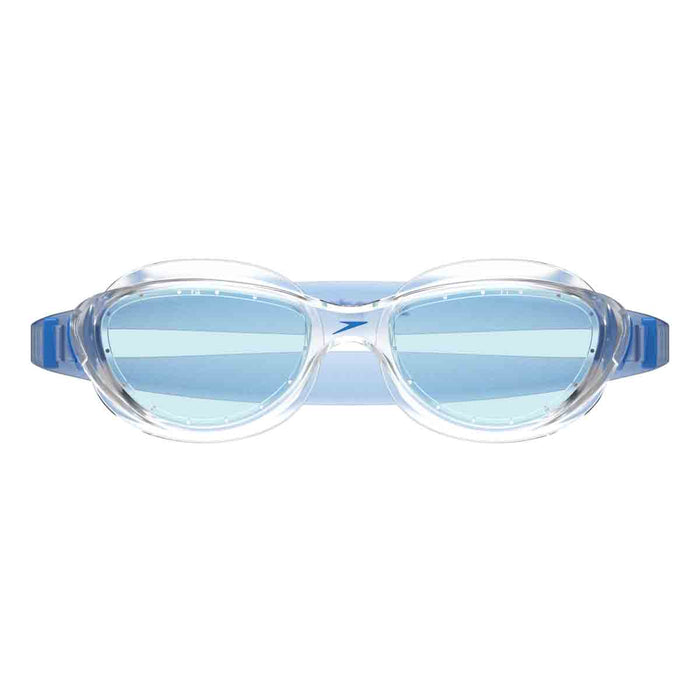 Speedo Futura Hydrospex clear swimming goggles with adjustable straps and silicone seals for a comfortable fit.