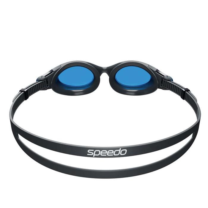 Speedo Hydrosity 2.0 goggles in grey and blue, featuring a sleek design with adjustable straps and clear lenses for swimming.