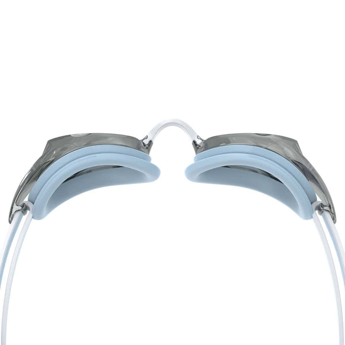 Speedo Women's Vanquisher 3.0 Mirrored goggles with Hawaiian Sky, Grey, and Silver Mirror lenses, designed for swimming.