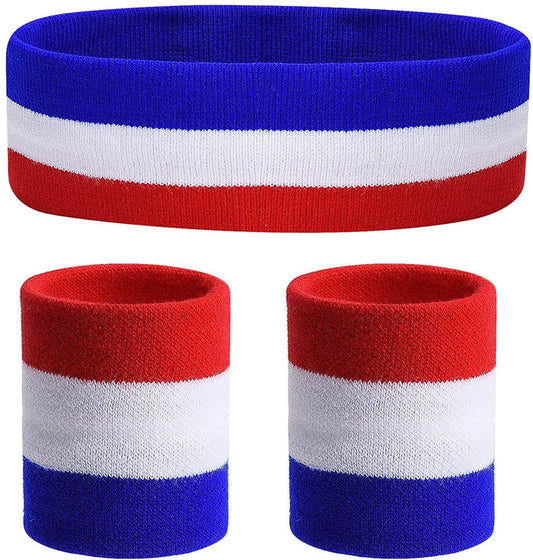 Sports Bands Head Band Wrist Bands Sweatbands 1 Set 3-Piece - The Flag Shirt