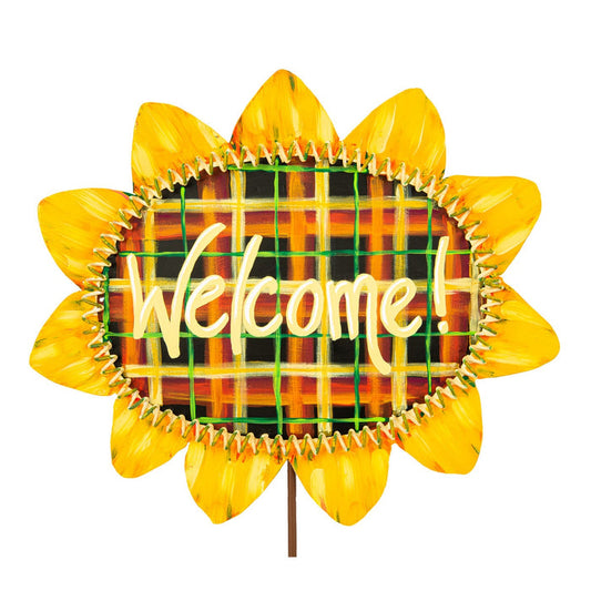 Stake Welcome Sunflower Round Top