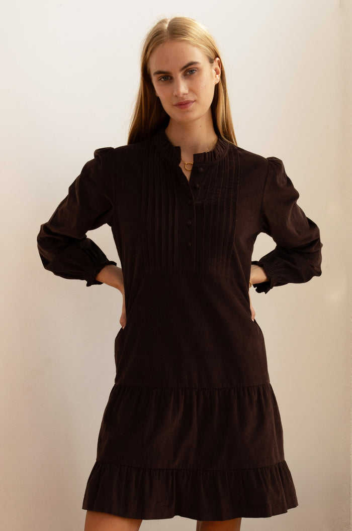Stema Short Corduroy Dress | Chocolate - Aspiga