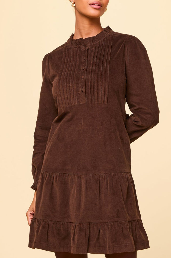 Stema Short Corduroy Dress | Chocolate - Aspiga