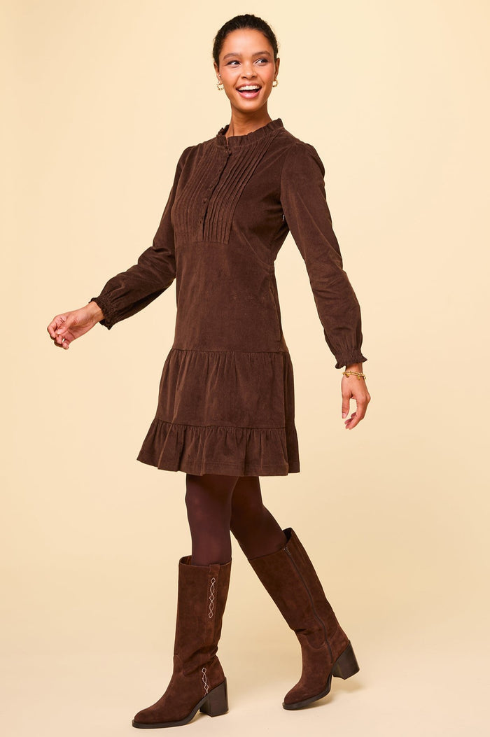Stema Short Corduroy Dress | Chocolate - Aspiga