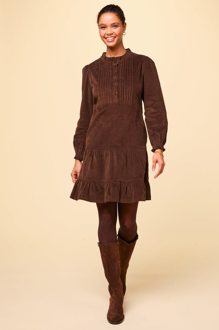 Stema Short Corduroy Dress | Chocolate - Aspiga