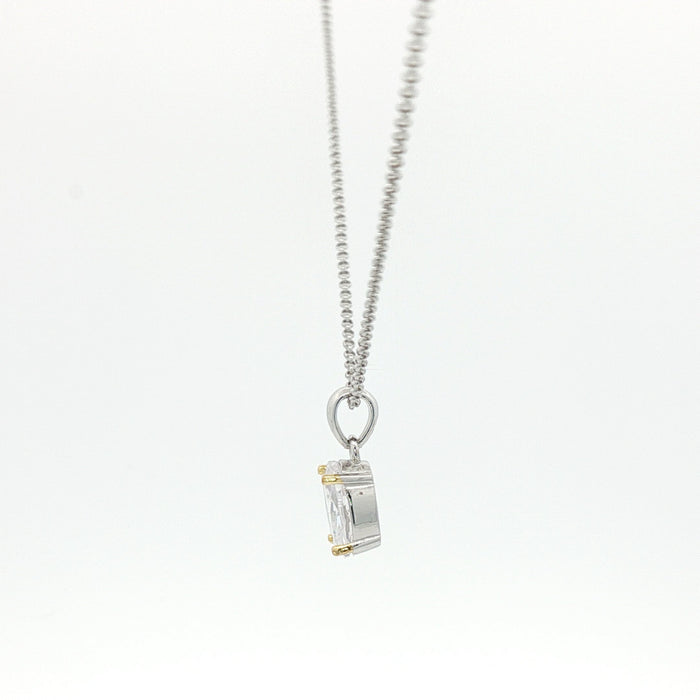 Sterling Silver Charm Necklace with Oval Cut Cubic Zirconia Pendant