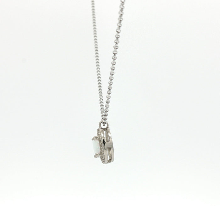 Sterling Silver Opal Charm Necklace in Sterling Silver