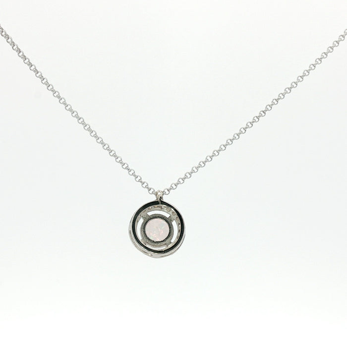 Sterling Silver Opal Charm Necklace in Sterling Silver