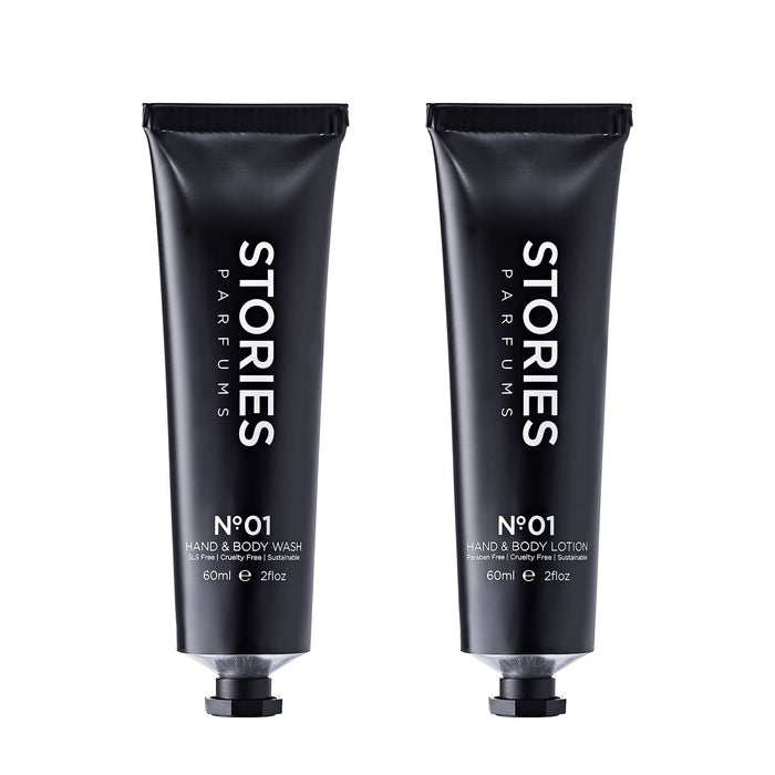 STORIES Nº.01 Hand & Body Wash and Lotion in 60ml, presented together