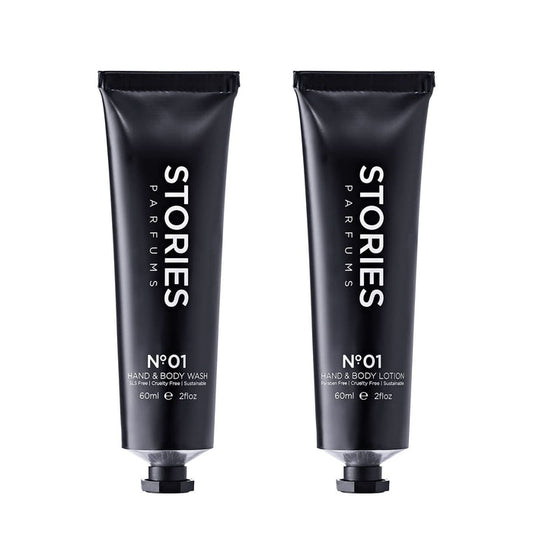 STORIES Nº.01 Hand & Body Wash and Lotion in 60ml, presented together