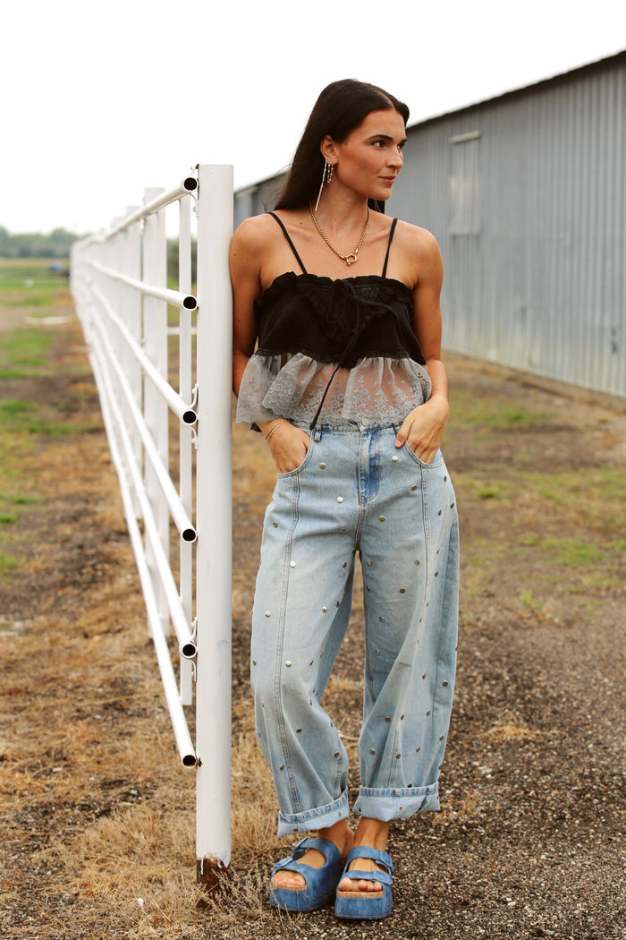 Studded Barrel Pants