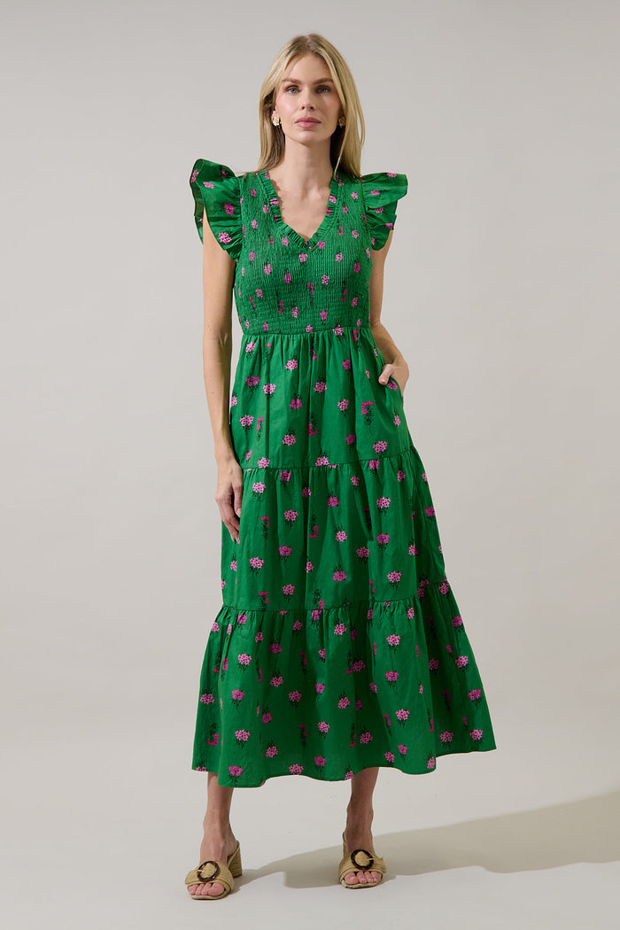 Sunfire Tiered Midi Dress Vivy Floral